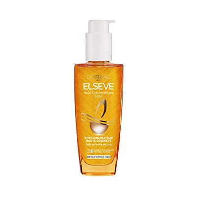 L'Oréal Paris - Elsève Huile Extraordinaire Coco Soin sans Rinçage Nutrition Haute Légèreté Cheveux Normaux à Secs 100 ml