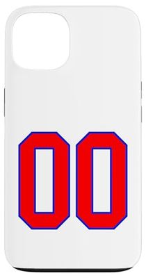 Number 00 college sports style in Red Blue white Case for iPhone 13