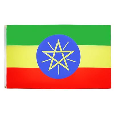 AZ FLAG - Bandera Etiopía - 90x60 cm - Bandera Etíope 100% Poliéster Con Ojales de Metal integrados - 50g - Colores Vivos Y Resistente A La Decoloración