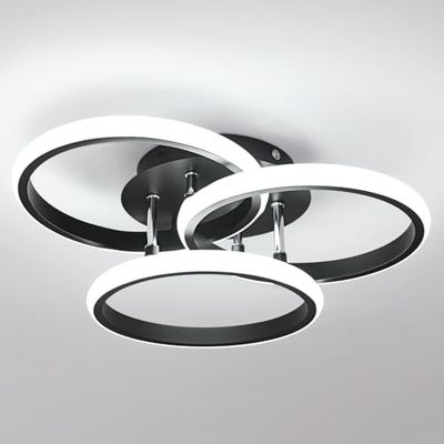 Comely Plafoniera LED Soffitto 40CM, 40W 4500LM Plafoniere Moderne Soggiorno, Lampadario LED Soffitto Rotondo Bianco Freddo 6500K, Plafoniere Nera in Alluminio per Camera da Letto, Salone, Cucina
