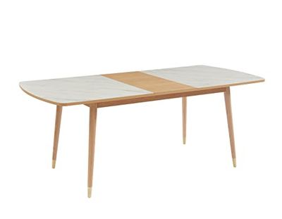 BAÏTA Leon - Mesa de Comedor Extensible, mármol Blanco, 160/200 cm