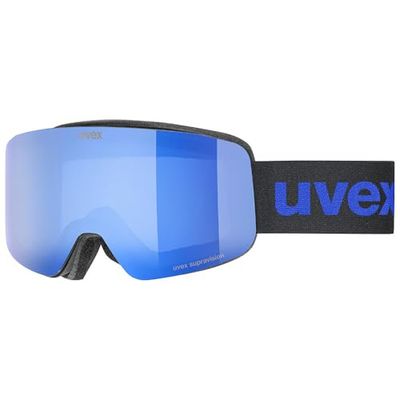uvex pwdr FM, lunettes de ski, Enfant unisexe, black matt/blue-clear, one size