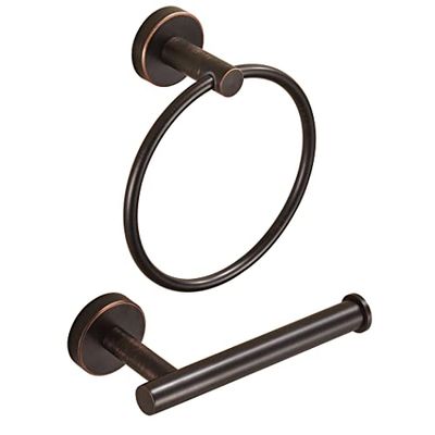 Portarotolo di carta igienica in bronzo, porta rotolo di carta igienica strofinato a olio, set di accessori da bagno ad anello, montaggio a parete, rustico, in acciaio inossidabile, accessori da bagno
