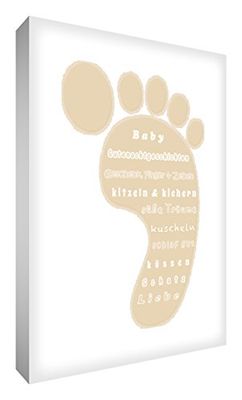 Little Helper FOOT128-01G Feel Good Art wandversiering canvas in moderne typografische stijl tien vingers en tenen, 30 x 20 cm, beige