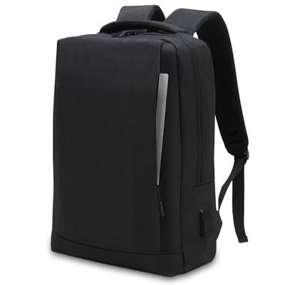 Waytex Zaino portatile da 15" impermeabile con porta di ricarica USB, multitasche, colore: Nero