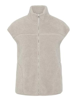 Pieces Pcsadia Teddy Vest Noos BC, Gris Plateado, L Mujeres