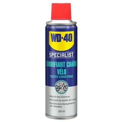 WD-40 SPECIALIST • Lubrifiant Chaîne Vélo Toutes Conditions • Aérosol • Formule au PTFE pour empêcher l'adhérence des saletés • Protection anticorrosion • Réduit les points de friction • 250 ML