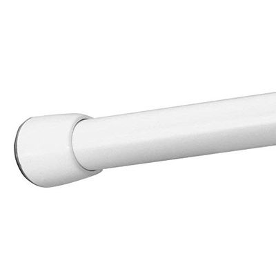 iDesign Cameo Cortina Corta de Metal, sin Agujeros, Barra telescópica para baño y Ducha, Color Blanco, Acero Inoxidable, 66-107 cm
