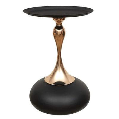 HOME DECO FACTORY, HD0386, Mesa Auxiliar Portobello Negro, Mirage, Lounge Edition, Muebles, Mesa y Escritorio, Mesa Auxiliar - Gigoña, 38x54x38 cm, Negro Dorado