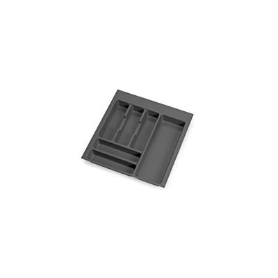 Emuca - Cutlery Organizer, kitchen drawer organizer, cutlery tray, 6 compartments, 50cm module, Plastic, Anthracite Grey