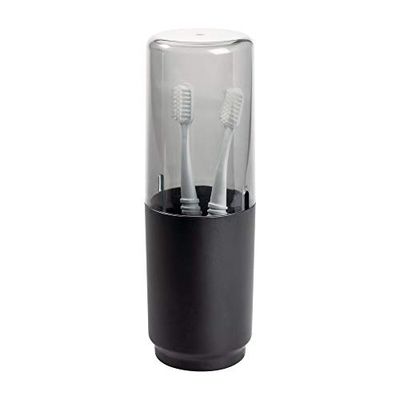 iDesign Austin Suporte para escovas de dentes de plástico e metal, preto mate, 7,6 cm de diâmetro x 22,9 cm