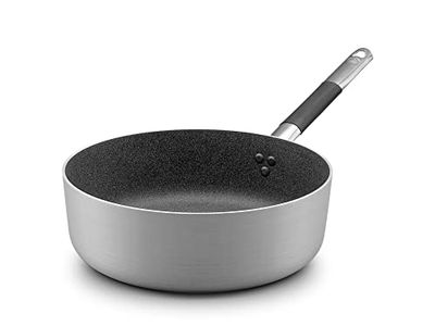 Pentole Agnelli ALSC107GPIC28 Gamme Shark Skin Induction Casserole Basse Antiadhésive avec 1 Manche en Acier Inoxydable 28 cm