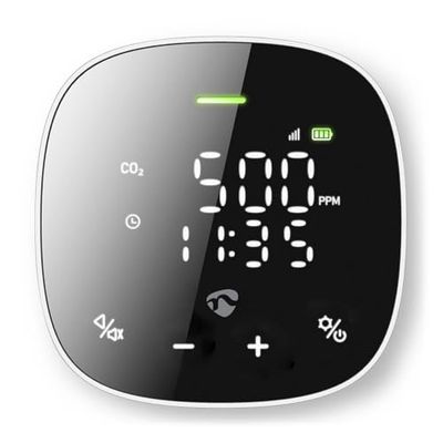 SmartLife Moniteur de qualité de l'air - Wi-Fi - Avec écran - Dioxyde de carbone (CO2) / humidité/température - Android/iOS - Noir/blanc
