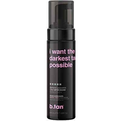 b.tan Espuma Autobronceadora Oscuro Posible | I Want The Darkest Tan Possible - 1 hora, Sin olor a bronceado falso, Apto para veganos, sin crueldad animal, 200ml
