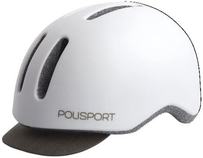 POLISPORT 8740700001 - Commuter Helm Urban stadsfiets voor dames en heren Verstelbaar Maat M (54-58cm) met vizier en CE certificering in kleur Wit Matte/Grijs