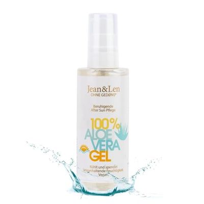 Jean & Len Après Sun Aloe Vera Gel, Stödjande Vård Vid Solbränna, Lugnar Och Svalkar Huden, Återfuktar, Utan Silikoner, Parabener, Nanopartiklar Och Emulgeringsmedel, Vegansk, 100 Ml