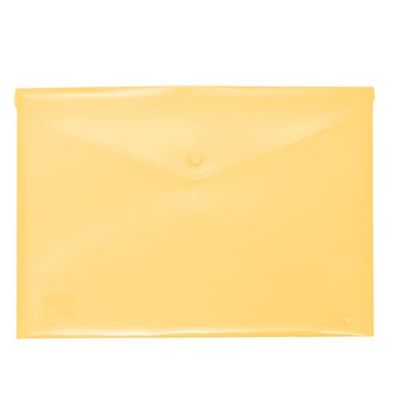 Grafoplas | Busta in plastica con chiusura a scatto ecoplas | Dimensioni quarto | Colore giallo morbido traslucido | 17,5 x 24,5 cm | Perfetto per proteggere documenti scolastici, domestici o da