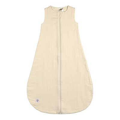LÄSSIG Baby zomerslaapzak zonder mouwen mousseline katoen GOTS gecertificeerd/Muslin Baby Sleeping Bag GOTS vanilla, 86/92