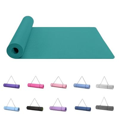 Good Nite Yogamat, oefenmatten, work-out, pilates, fitnessmat voor dames en heren, antislip, dikke 6 mm gymnastiekmatten met hoge dichtheid, met draagriem, Tpe (turquoise)