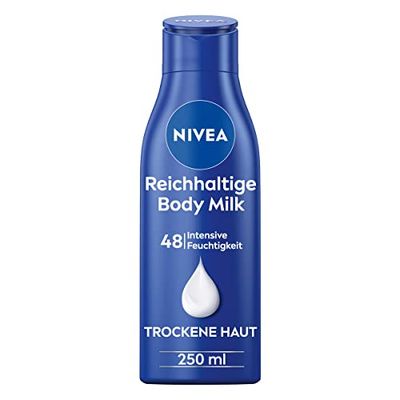 NIVEA Ricco latte corpo (250 ml), crema nutriente intensa con olio di mandorle di origine naturale, lozione con siero di cura profonda e vitamina E