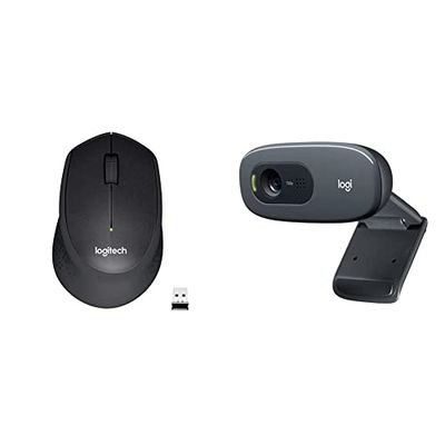 Logitech M330 SILENT PLUS Mouse Wireless, 2,4 GHz con Ricevitore USB Nano & C270 Webcam HD, HD 720p/30fps, Videochiamate HD Widescreen