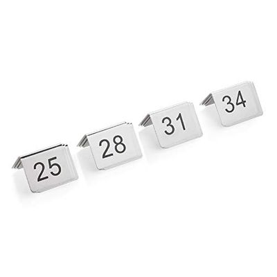 Was 1432 036 - Juego de Placas para números de Mesa (12 Unidades, Acero al Cromo-níquel, 5 x 5 x 4,5 cm, Estampado por Ambos Lados)