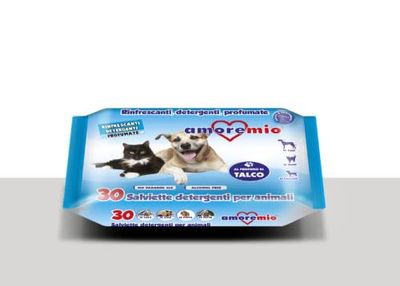 Amore Mio Salviette Detergenti per Animali al Profumo di Talco, 1 Confezione con 30 Salviette…