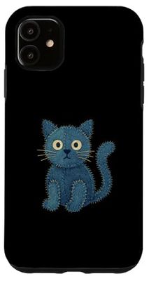 Cute Denim Cat Print Denim Patchwork Patch Art Case for iPhone 11