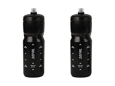 ZEFAL Sense Soft 80 Drinkfles, 2 stuks, zachte en geurloze sportfles, BPA-vrij, siliconen speen, zwart, 2 x 800 ml