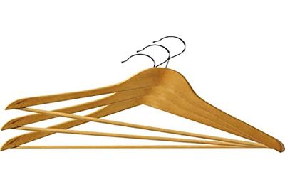 Ordinett Set van 3 kleerhangers, licht hout, middelgroot