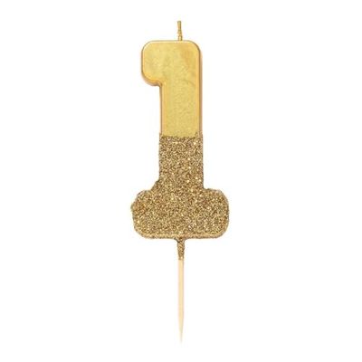 Gouden glitter nummer 1 verjaardagskaars Premium kwaliteit taarttopper decoratie Mooi, sprankelend voor kinderen, volwassenen, tieners, 1e verjaardagsfeestje, 18e, 21e, verjaardag mijlpaalleeftijd