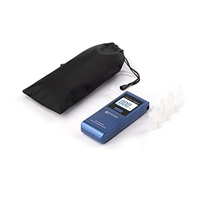 Oromed - Alkomat Elektrochemiczny X12 PRO z Zakresem Pomiaru 0,00~4,00 ‰ w Zestawie 5szt. Ustników - Profesjonalny Alkomat z Kalibracją Niebieski