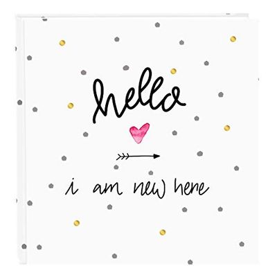 goldbuch Baby Photo Album Hello I am New Here, 30 x 31 cm, 60 Pages, Glassine Dividers, Art Print, White/Gold, 27 319