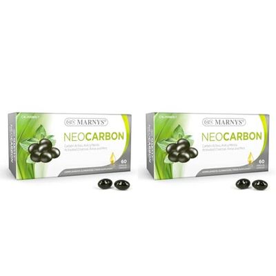 Carbón Vegetal Activo y esencias de Anís y Menta - Ayuda para Adelgazar, Para Eliminar Gases Intestinales, Alivia Hinchazón y Dolor Estomacal, Suplemento Depurativo - 60 cápsulas (Paquete de 2)
