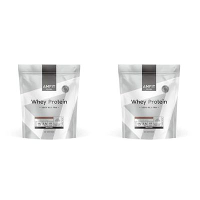 Amazon Brand - Amfit Nutrition Whey Protein Powder, Chocolate Flavour, 33 Servings, 1 kg (Pack of 2)