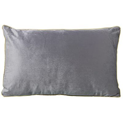 COJÍN TERCIOPELO GRIS 30X50CMC/CREMALLERA 30X50CM, CON RIBETE DORADO