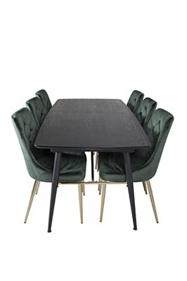 Venture Home GR19437 Gold & Velvet Deluxe Gastronomia Scrivania con Velluto 6 Sedia, 180 cm Lunghezza x 85 cm Larghezza x 76 cm Altezza, Verde