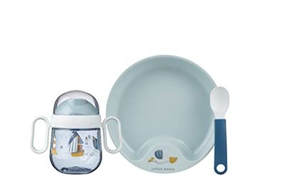 Mepal Mio – set vajilla para bebé 3 piezas – Sailors Bay – con taza anti-derrames – plato de bebé y cucharas de bebé – regalo de nacimiento ideal – apto para el lavavajillas