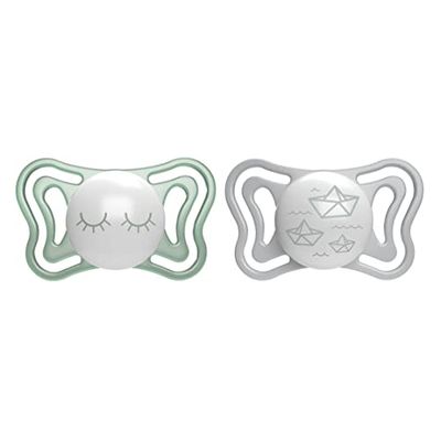 Chicco PhysioForm Light Lumi, jasny smoczek w ciemności, smoczek 16-36 miesięcy, smoczek z silikonu, wspomaga prawidłowy rozwój jamy ustnej, 2 sztuki, neutralny