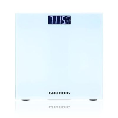 Grundig Bascula de Baño Digital - Balanza Peso Corporal hasta 180kg - Báscula Inteligente para Medidas de Peso Corporal en kg/lb - Báscula de Peso hasta 500gr Precisa - con Pantalla Digital - Blanco