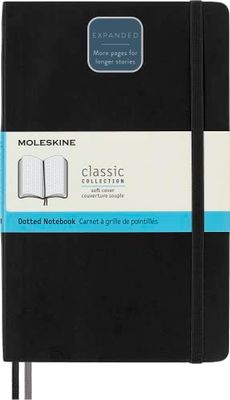 Moleskine - Classic Expanded Dotted Paper Notebook - Soft Cover and Elastic Closure Journal - Color Black - Size Large 13 x 21 A5-400 Pages