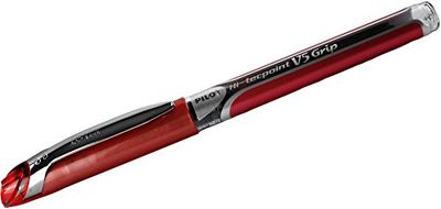 Pilot V5 rollerbalpen met rubber beklede greep naaldpunt 0,5 mm schrijfpunt 0,3 mm lijnbreedte 12 stuks rood