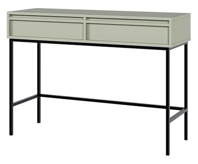 Selsey Make-uptafel met opslag, make-uptafel met 2 laden, staand, schoonheidshoek, moderne stijl, 110 cm, salie Evo