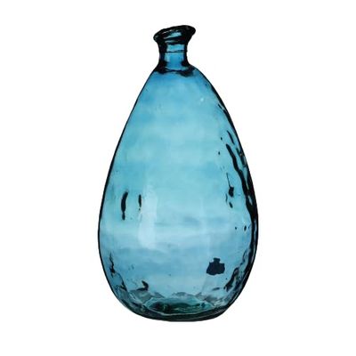 NATURAL LIVING Lou Vase 12L Recycled Glass Sapphire Diameter 25 cm x Height 47 cm