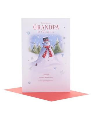 UK Greetings Kartka świąteczna dziadka, kartka świąteczna dla niego, świąteczna kartka bałwana, kartka świąteczna dla dziadka, kartka świąteczna od wnuków