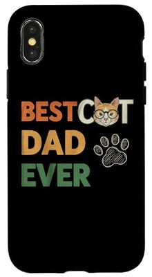 Best Cat Dad Ever: Retro Cool Cat Graphic Custodia per iPhone X/XS