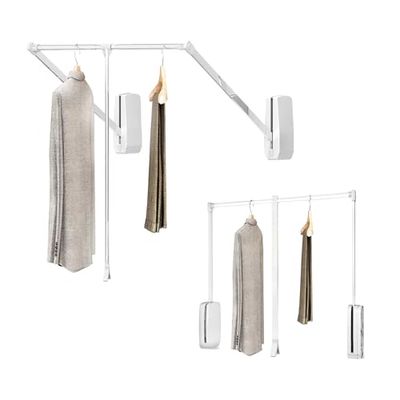 Avilia Asta Appendiabiti Saliscendi Telescopico Armadio 83-115cm, Carico 12kg, Montaggio Facile - Acciaio e Tecnoplastica Bianca, Salvaspazio Versatile