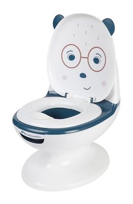 Bebeconfort Pot Bébé Toilette, Siège d'Apprentissage de la Propreté, 1-4 ans, 0-20 kg, Pare-Éclaboussures, Vrai Son de Chasse d'Eau, Cuvette Amovible, Facile à Nettoyer, Ours Bleu