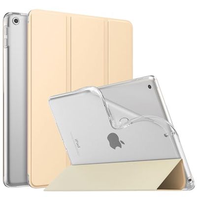 MoKo Case for iPad 10.2 iPad 9th Generation 2021/ iPad 8th Generation 2020/ iPad 7th Gen 2019, Soft Frosted Back Cover Slim Shell Case with Stand for iPad 10.2", Auto Wake/Sleep, Beige