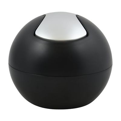 Spirella Poubelle Salle de Bains Récipient à cosmétiques 1 Litre Finition Brillante ou Mate Boîte à ordures à Couvercle pivotant Poubelle à Table Noir Mat